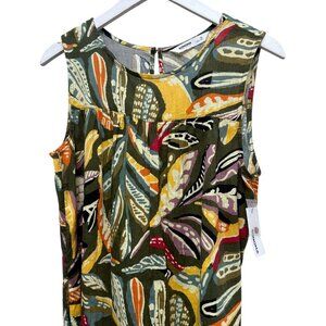 Sonoma Sleeveless Top Medium Tropical Green Cotton Rayon Womens Blouse NWT